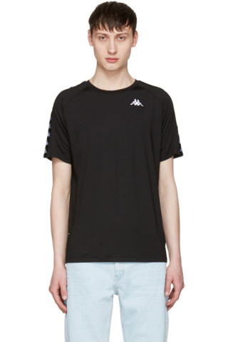 Gosha Rubchinskiy: Black Kappa Edition Logo Sleeve T-Shirt | SSENSE