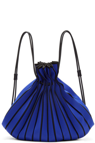 Issey Miyake: Blue Linear Knit Rucksack | SSENSE