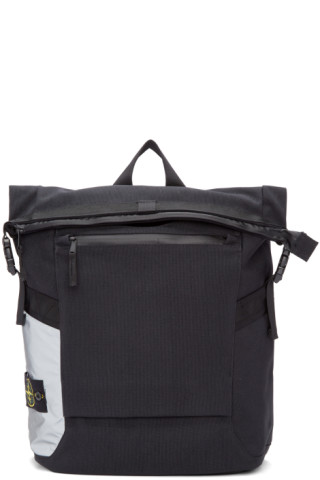 Stone Island: Black Canvas Rucksack | SSENSE