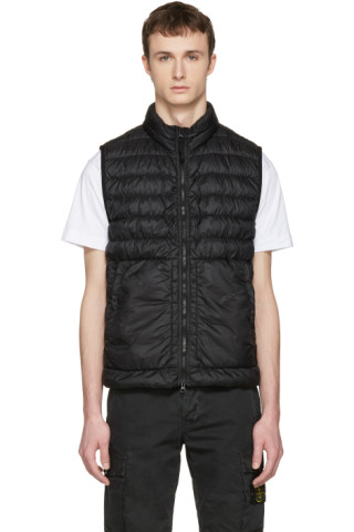 Stone Island: Black Down Packable Vest | SSENSE