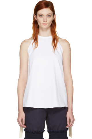 Ovelia Transtoto: White Embroidered Halter Top | SSENSE