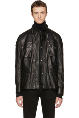 Belstaff: Black Leather Woodbridge Jacket | SSENSE