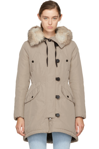 Moncler: Taupe Down Arehdel Coat | SSENSE