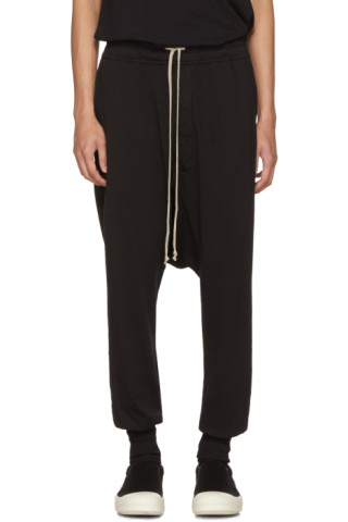 Rick Owens Drkshdw: Black Prisoner Drawstring Lounge Pants | SSENSE