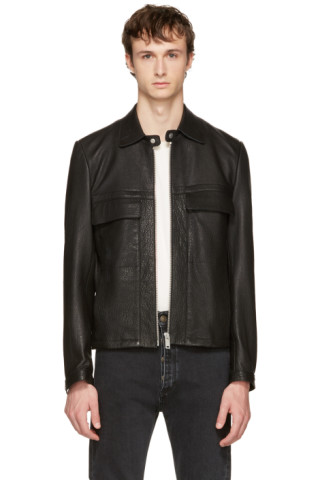 Maison Margiela: Black Leather Jacket | SSENSE