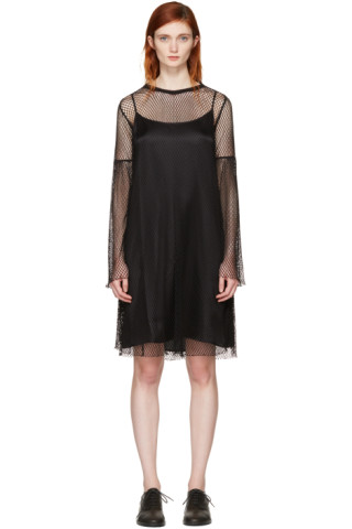 MM6 Maison Margiela: Black Mesh Dress | SSENSE