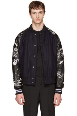 Lanvin: Navy & Black Arrow Skeleton Bomber Jacket | SSENSE