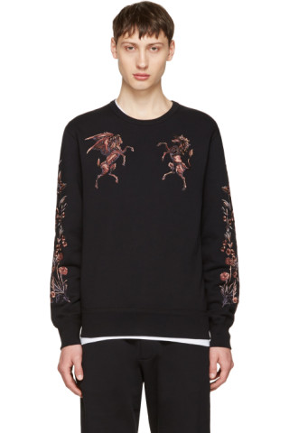 Alexander McQueen: Black Embroidered Sweatshirt | SSENSE