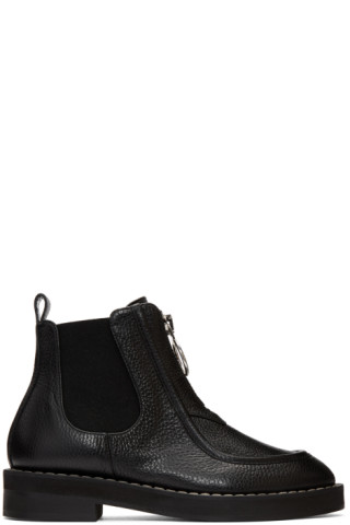 Carven: Black Orsay Loafer Boots | SSENSE