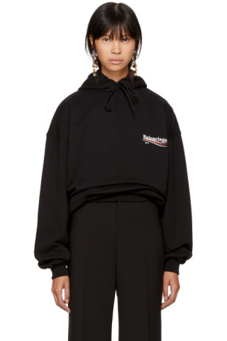 balenciaga black campaign logo hoodie