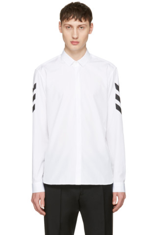 Neil Barrett: White Chevron Sleeve Shirt | SSENSE