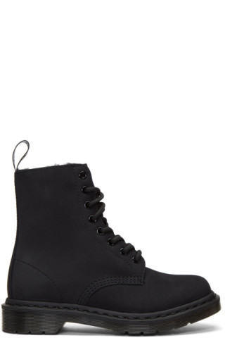 dr martens black mono fur lining