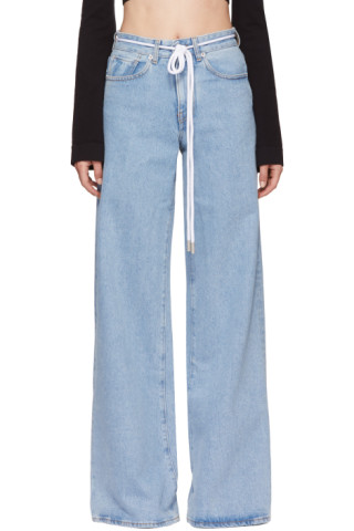 Off-White: Blue Baggy Seams Jeans | SSENSE