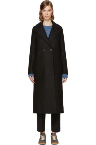 Harris Wharf London: Black Wool Boxy Duster Coat | SSENSE