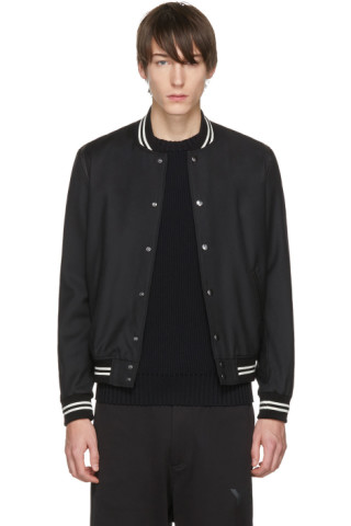 John Elliott: Black Wool Stadium Varsity Jacket | SSENSE