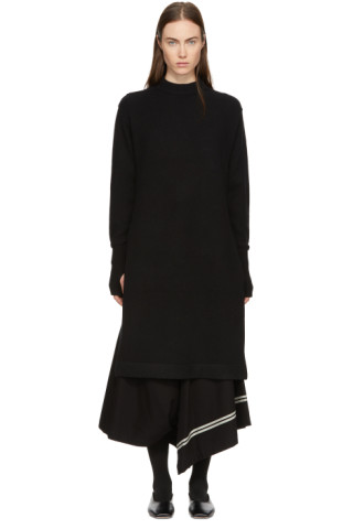 Hyke: Black Crewneck Sweater Dress | SSENSE