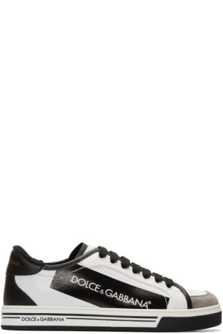 Dolce & Gabbana: Black & White Logo Sneakers | SSENSE