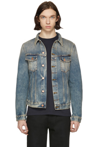 Nudie Jeans: Indigo Denim Billy Shimmering Indigo Jacket | SSENSE