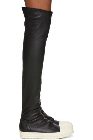 Rick Owens: Black & White Stocking Thigh-High Boots | SSENSE