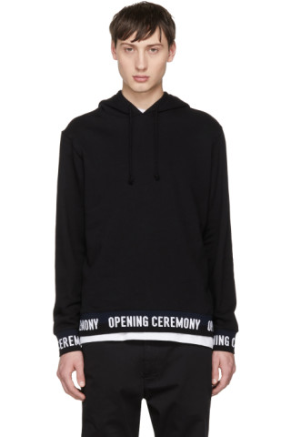 Opening Ceremony: Black Elastic Logo Hoodie | SSENSE