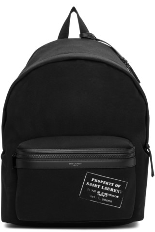 Saint Laurent: Black 'Property of Saint Laurent' City Backpack | SSENSE