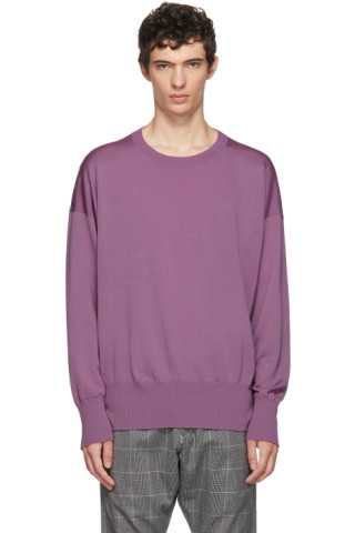 Sulvam: Pink Wool Crewneck Sweater | SSENSE Canada