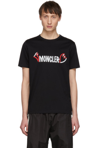 Moncler: 2 Moncler 1952 Black Logo T-Shirt | SSENSE