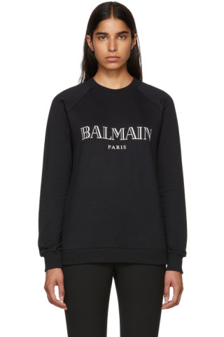 Balmain: Black Logo Sweatshirt | SSENSE