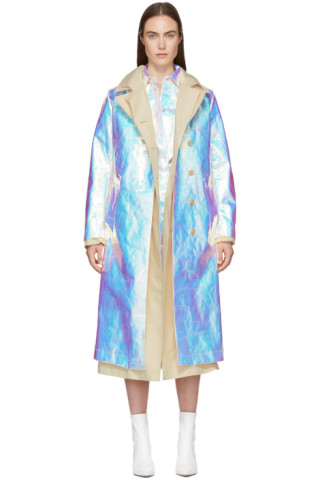 Sies Marjan: Silver Iridescent DBL Trench Coat | SSENSE