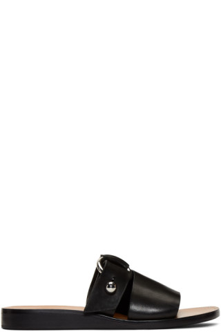 rag & bone: Black Arc Flat Slide Sandals | SSENSE
