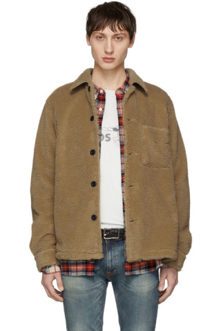 Nudie Jeans: Beige Recycled Fleece Sten Jacket | SSENSE