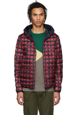 Moncler: Reversible Navy & Red Down Oise Jacket | SSENSE