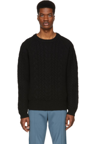 Tiger of Sweden: Black Cable Knit Sweater | SSENSE