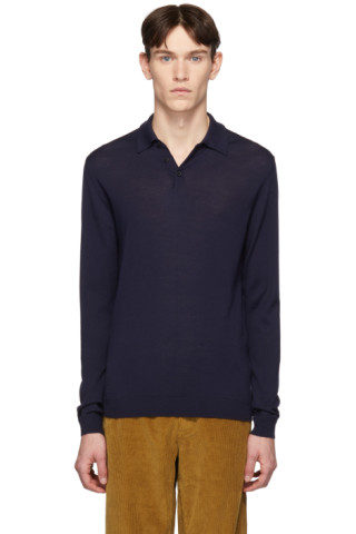 NORSE PROJECTS: Navy Merino Johan Polo | SSENSE