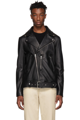 Acne Studios: Black Leather Nate Jacket | SSENSE