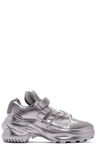 Maison Margiela: Silver Retro Fit Sneakers | SSENSE