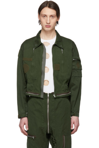 Maison Margiela: Green Zipper Jacket | SSENSE