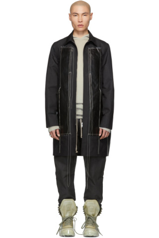 Rick Owens: Black Geo Jumbo Brother Coat | SSENSE