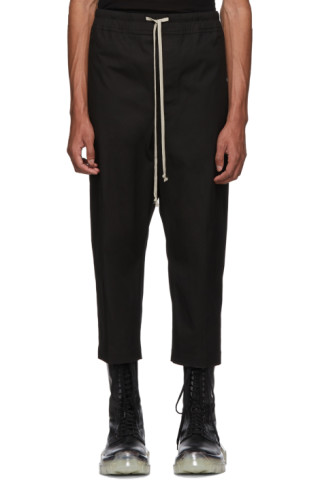 Rick Owens: Black Drawstring Astaires Cropped Trousers | SSENSE