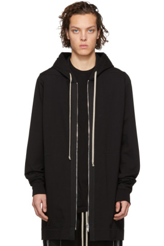 Rick Owens: Black Zip Front Hoodie | SSENSE