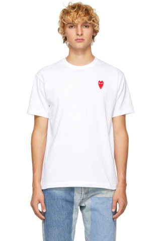 Comme des Garçons Play: White Long Heart Patch T-Shirt | SSENSE