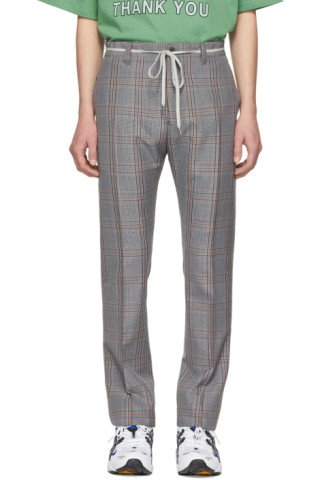 Lanvin: Grey Check Mohair Drawstring Trousers | SSENSE