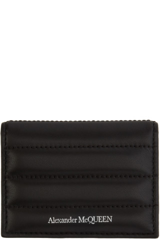 Alexander McQueen: Black Padded ID Card Holder | SSENSE