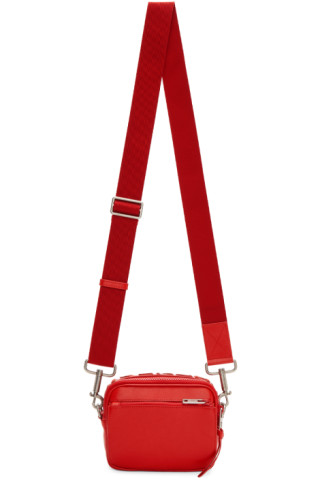 Givenchy: Red MC3 Reverse Logo Crossbody Bag | SSENSE Canada