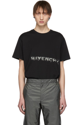 Givenchy: Black Graffiti Logo T-Shirt | SSENSE