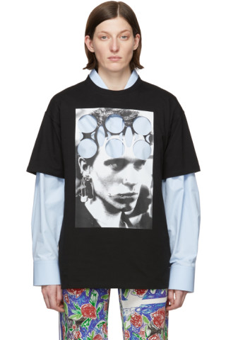 Raf Simons: Black Beer Cut-Out T-Shirt | SSENSE