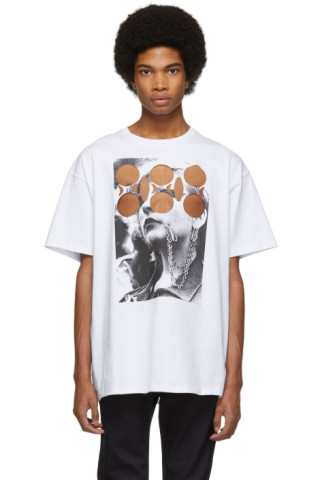 Raf Simons: White Beer Cut-Out T-Shirt | SSENSE