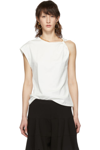 Chloé: White One-Shoulder T-Shirt | SSENSE