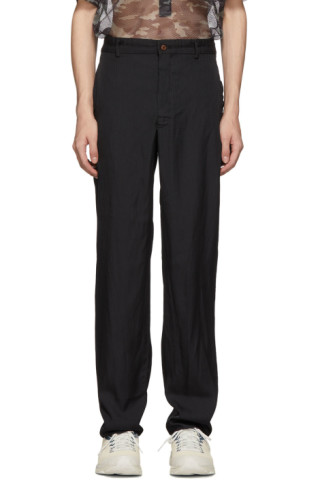 Comme des Garçons Homme Plus: Black Jacquard Stripe Trousers | SSENSE