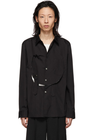 Comme des Garçons Homme Plus: Black Cotton Bib Shirt | SSENSE